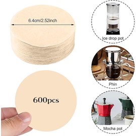 600 PCS Round Coffee Filter, Unbleached Natural Coffee Filter for Coffee and Espresso Machines, Replacement Coffee Filter Paper, Coffee Accessories Compatible, Filter Coffee Grounds - (Burlywood)