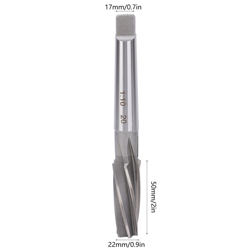 1:10 Taper Shank Spiral Reamer 17x50x22mm High Accuracy High Speed