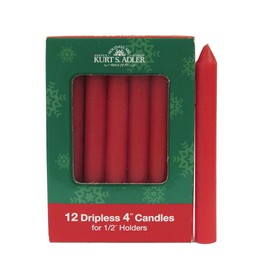 Kurt Adler 4-Inch Red Dripless Candles, 12-Piece Set