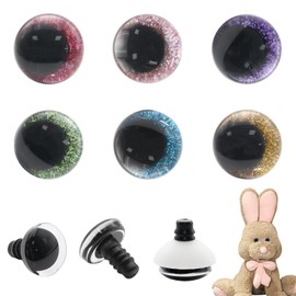 Pine & Linen 60set 18mm 3D Glitter Safety Eyes, Washers Amigurumi Eyes for Crochet Animals and Crafts Gift for DIY Crafts/Crochet Lovers (6 Colors)