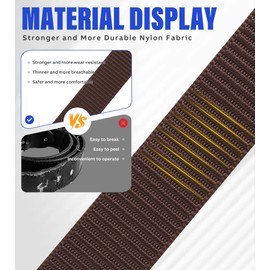 WELROG Men's Nylon Belt Outdoor Belt with Metal Buckle Sports Belt Without Holes Work Belt Men, brown