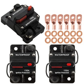 Hamolar - Juego de 3 fusibles de audio para coche, 150 amperios reiniciables, protección para sistema de audio, fusibles de 12 a 48 V CC para amplificadores de audio de coche, fusibles de protección