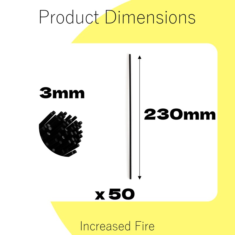 Increased Fire Black Oil Diffuser Sticks 50pcs 9in/23cm×0.118in/3mm Fragrance Refill