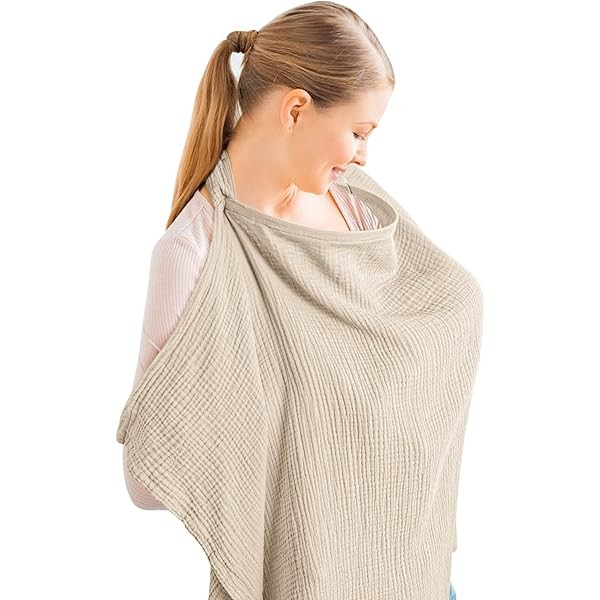 Konssy Muslin Nursing Cover for Baby Breastfeeding, Breathable 100% Cotton