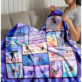 MericTop Gymnastics Lovers Blanket, Cheer Blanket, Gymnastics Throw Blanket for Girls, Gymnastics Room Decor, Gymnastic Gifts for Gymnast Lovers Girls Women Kids Teens 50x60 Inches