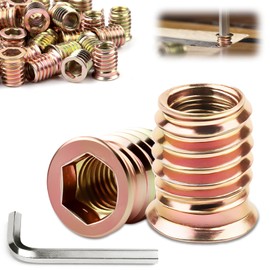 TXXATX Screw-in Nut Wood M5 x 10 mm Threaded Insert Wood Pack of 25 Screw-In Sleeve M5 Screw-In Nuts Galvanised Hex Screw Sleeve Hexagonal Nuts for Wooden Furniture Shelves Workbenches Garden