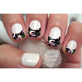Sugar Skull French Tips Nail Art Decals Set 4
