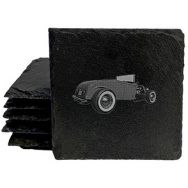 Gearhead Heaven: Vintage 1932 Hot Rod Coasters with Flair - Square Slate - set of 5