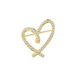 Crystal Love Heart Brooch Pin for Women Ladies CZ Cubic Zircon Hollow Heart Lapel Pins Dance Banquet Pins Dress Suit Shirt Ceremony Clothes Accessories Wedding Party Jewelry, Small, Metal, cubic