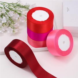 Solid Color Decorative Ribbon (5 Rolls), Diy Decorative Ribbon, Decorative Ribbon for Wedding Party Cake Gift Box Packaging, Gift Ideas & Wrapping Supplies for Elegant Gift Box, Party Gift Packs, Gift Decoration:_Red series_5 Rolls