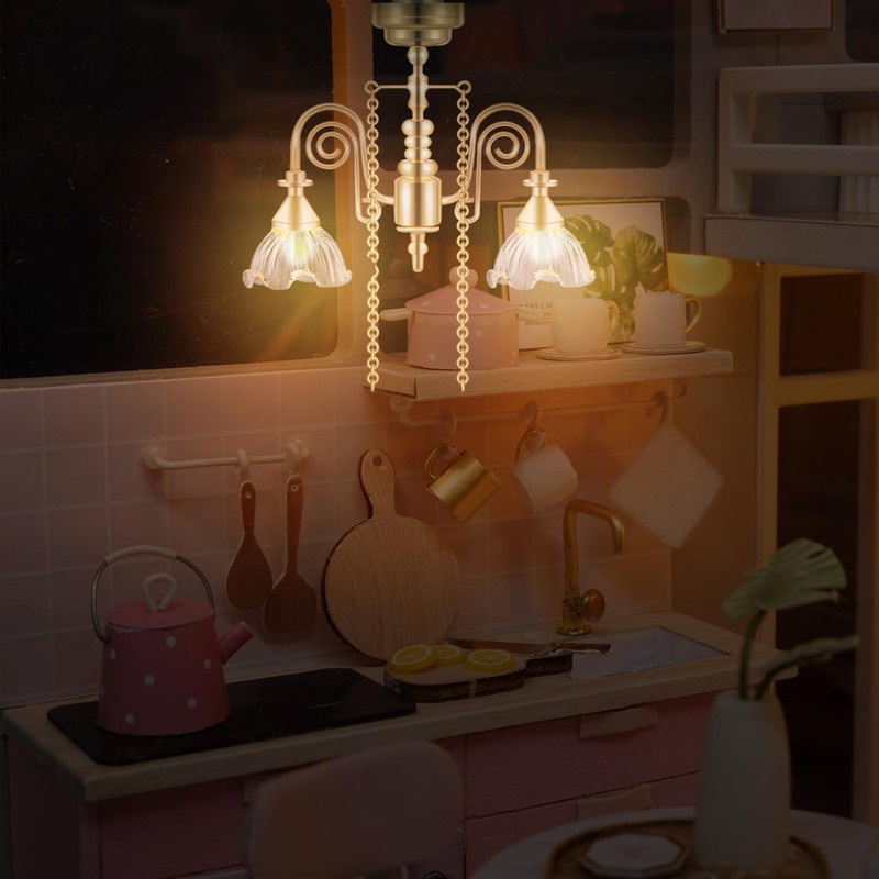 Toyvian Mini Chandelier for Dollhouse: 1/12 Scale Dollhouse Ceiling Light