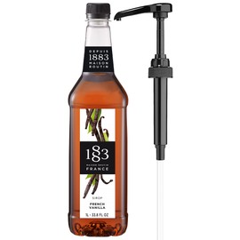 Vanilla Syrup with Pump for Coffee 33.8 Ounces — 1883 Vanilla Coffee Syrup, Made in France