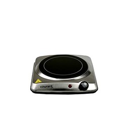 Courant Electric Burner Ceramic Infrared Portable Adjustable Temperature Control 1000W Travel Indoor & Outdoor Electric Stove Countertop burner Non-Slip Rubber Feet Easy to Clean Stainless Steel