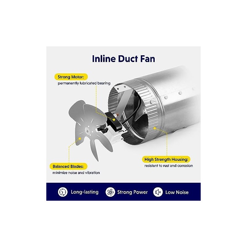 iPower 6 Inch Inline Booster Duct Fan with Speed Controller,
