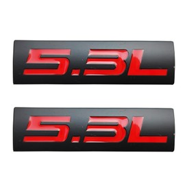 OnlyYou.X New 5.3L Engine Emblem 5.3L Engine Badge Thick Decal Sticker Fit for Universal Pickup and Car 2 Pieces Metal Red Black
