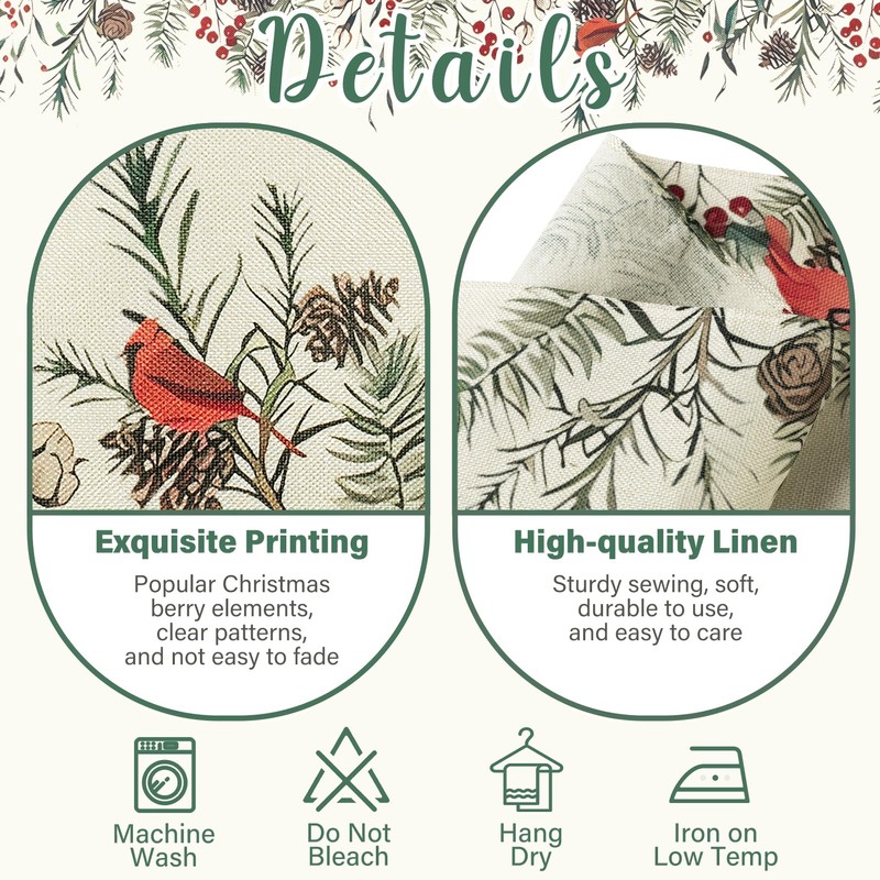 MELLIEX Christmas Table Runner, Linen Christmas Table Runners Xmas Kitchen