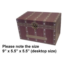 Sunshine Box Factory Treasure Box Chest - Pirate Desktop Size for boys boy jewelry prize prizes rock rocks and trinket trinkets Dimensions 9" x 5.5" x 5.5"