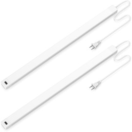 2pcs Hand Wave Under Cabinet Lights, 16" Under Counter Lighting with Dimmable and 4000K Natural White,Plug and Play,LED Lights for Kitchen Cabinet, Cupboard, Closet, Desk
