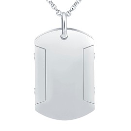 INFINIONLY Fashion Mens Boys Stainless Steel Dog Tag Necklaces Pendants Creative Silver Army Tag Pendant with Chain for Teenagers