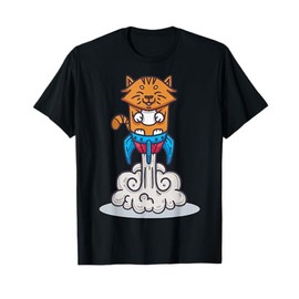 Cartoon Cat Rocket Character For Kids Animation T-Shirt