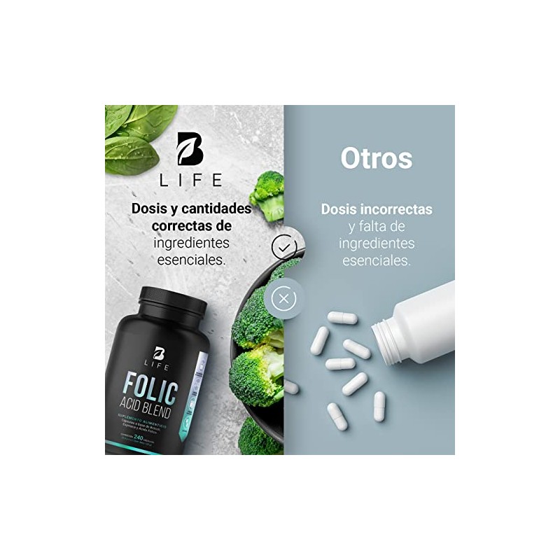 Ácido Fólico 240 Cápsulas Brócoli Espinaca Ingredientes Naturales Folic Acid