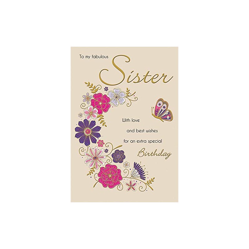 Traditional Birthday Card Sister - 9 x 6 inches -