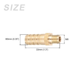 METALLIXITY Brass Hose Barb Fitting (M8-1 Male x 10mm Barbed) 4pcs, Hose Pipe Connector - for Fuel Air Water Oil Gas