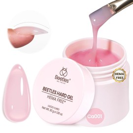 Beetles HEMA-Free Hard Gel for Nails, 9 in 1 Clear Hard Gel for Nail Extension & Strengthening Broken Repair UV LED Lamp Cured Salon for Professional Nail Techs Women:_1.06 oz-Jelly Pink