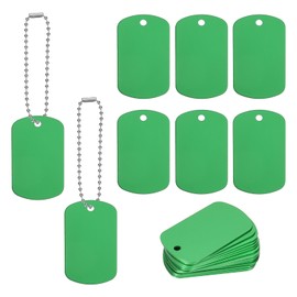 PATIKIL Metal Stamping Blanks Tags 2", 25 Pcs Anodized Aluminum Blank Dog Tags Rectangle Laser Engraving Blanks ID Name Tag with 6" Ball Chain for Pet Craft DIY Decorative, Green