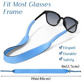 Flutesan 6 Pcs Sunglasses Strap Floating Neoprene Eyewear Retainer Adjustable Glasses Strap Sports Soft Eyeglasses Strap Anti Slip Glasses Holder Strap for Sports Outdoors Water Activities Men Women