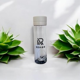 REH@B New Portable Gym Clear Drinking Cup Sports Water Bottle PC Travel Sports Items Transparent and Frosted Bottle Anti-falling Plastic Modern Unisex (Transparent, Grey)