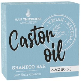 Hair Thickness Maximizer - Barra de champú con aceite de ricino orgánico para crecimiento y fortalecimiento del cabello: con proteína de arroz y aceite de ricino ecológico