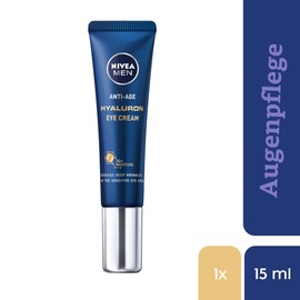 NIVEA MEN Anti-Ageing Eye Care (1 x 15 ml), Moisturising Eye Care with Hyaluronic Acid, Anti-Wrinkles and Wrinkles for Men