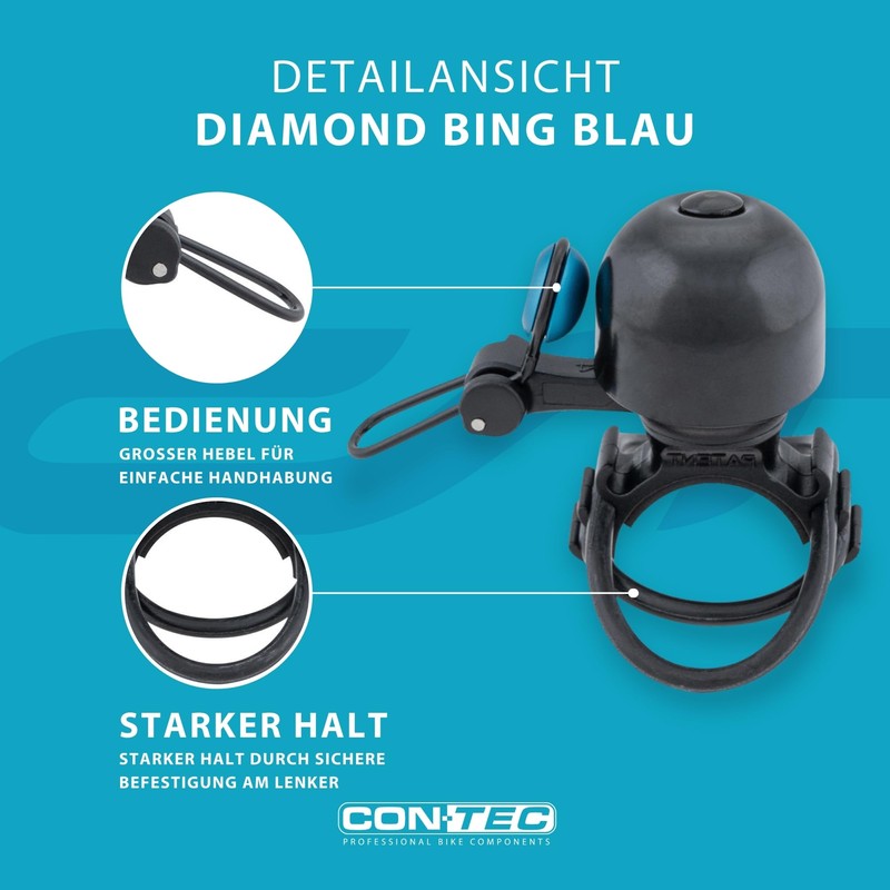 CONTEC Bike Bell Diamond Bing Bike Bell Rubber Ring 26mm