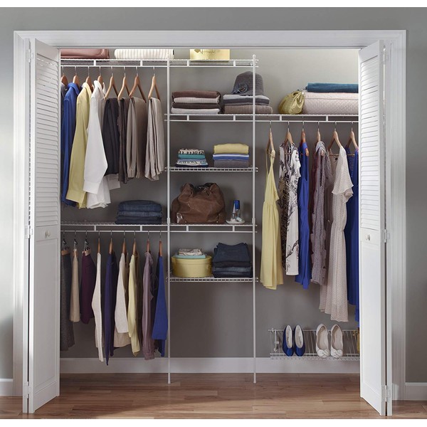 ClosetMaid 1608 Closet Organizer Kit with Shoe Shelf, 5-Foot to 8-Foot, White