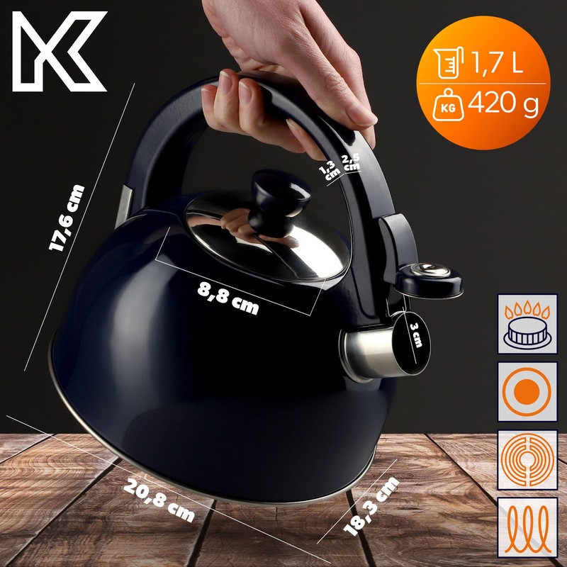 KADAX Stainless Steel Kettle, 1.7 L Kettle in Various Colours,