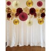 Burgundy Maroon Gold Flower Streamers Wall-Fan Decor - Party Hanging