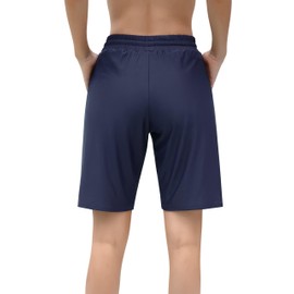 Charmo Swimming Shorts Women's High Waist Swimming Trunks with Pockets Long Swim Shorts Knee-Length Swimming Eagle Beach Shorts UPF50+ with Inner Briefs, blue