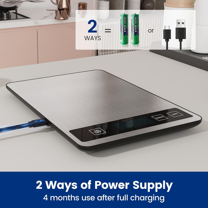 Digital Kitchen Scale Electronic Tare Function 1g/0.1oz Easy Clean