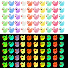 LUTER 100pcs Luminous Resin Ducks, Cute Mini Resin Ducks Miniature Tiny Ducks For Crafts Duck Resin Figures for Baby shower Garden Landscape Dollhouse Ornament Potted Decorations DIY (Multicolored)