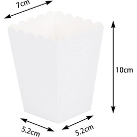 Teogneot Popcorn Boxes Popcorn Bag Cardboard Candy Container for Birthdays, Film Night, Carnival, Cinema, Party, White