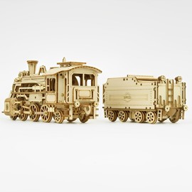 ROKR Car Model kits For Adults to Build,3D Wooden Puzzle Scale Model Vehicle,Prime Steam Express Home Decoration Gift For Teens and Adults(MC501)