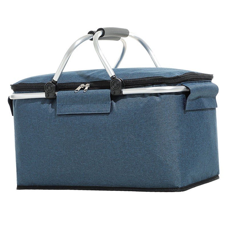 Picnic Bag Foldable Picnic Basket Insulated Comfortable Handle Ice Pockets