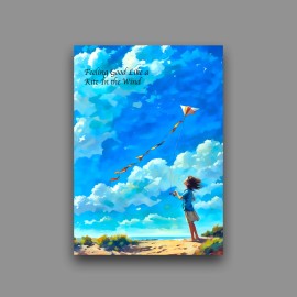 Kite In The Wind artist trading card whimsical child ACEO 3.5x2.5 miniature
