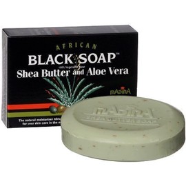 African Black Soap With Shea Butter & Aloe Vera by Madina 100% Vegetable Base 3.5 oz (3 Bars). iwgl