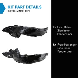 TRQ TRQ Front Inner Fender Liner Set Compatible with 2006-2011 Honda Civic HO1248130 HO1249130 HO1250106 HO1251106