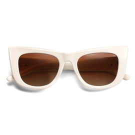 SOJOS Cat Eye Sunglasses for Women Polarized Trendy Style SJ2309, 152, Cream