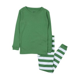 Leveret Kids & Toddler Boys Pajamas Christmas 2 Piece Pjs Set 100% Cotton (Size 12-18 Months, Green Top & Striped)