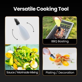 Silicone Pastry Brush, All-in-One Silicone Basting Brush with Sauce Bottle, Heat Resistant BBQ Accessories and Cooking Gadgets, BPA-Free Oil Dispenser for Cooking, Baking, Grilling(Black)
