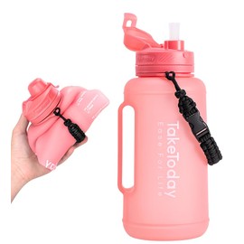 Botellas de agua de 2 litros para hombres y mujeres deportivos (rosa)